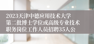 2023天津中德应用技术大学第二批博士学位或高级专业技术职务岗位工作人员招聘35人公告