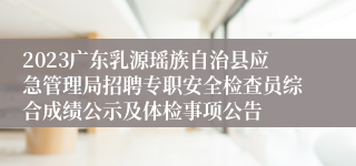 2023广东乳源瑶族自治县应急管理局招聘专职安全检查员综合成绩公示及体检事项公告