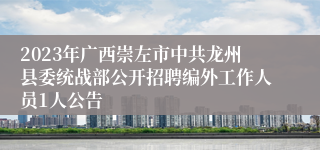 2023年广西崇左市中共龙州县委统战部公开招聘编外工作人员1人公告