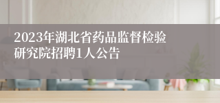 2023年湖北省药品监督检验研究院招聘1人公告