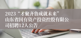 2023“才聚齐鲁成就未来”山东省国有资产投资控股有限公司招聘12人公告