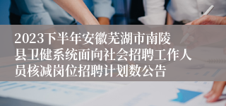 2023下半年安徽芜湖市南陵县卫健系统面向社会招聘工作人员核减岗位招聘计划数公告