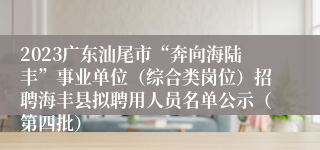 2023广东汕尾市“奔向海陆丰”事业单位（综合类岗位）招聘海丰县拟聘用人员名单公示（第四批）