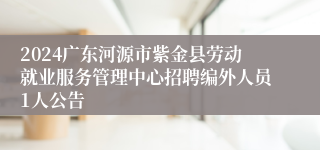 2024广东河源市紫金县劳动就业服务管理中心招聘编外人员1人公告