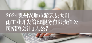 2024贵州安顺市紫云县太阳雨工业开发管理服务有限责任公司招聘会计1人公告