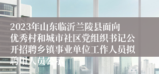 2023年山东临沂兰陵县面向优秀村和城市社区党组织书记公开招聘乡镇事业单位工作人员拟聘用人员公示
