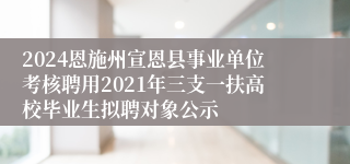 2024恩施州宣恩县事业单位考核聘用2021年三支一扶高校毕业生拟聘对象公示
