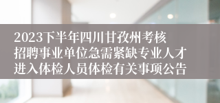 2023下半年四川甘孜州考核招聘事业单位急需紧缺专业人才进入体检人员体检有关事项公告