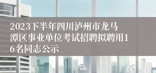 2023下半年四川泸州市龙马潭区事业单位考试招聘拟聘用16名同志公示