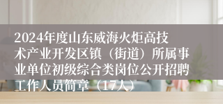 2024年度山东威海火炬高技术产业开发区镇（街道）所属事业单位初级综合类岗位公开招聘工作人员简章（17人）
