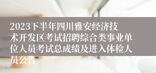 2023下半年四川雅安经济技术开发区考试招聘综合类事业单位人员考试总成绩及进入体检人员公告
