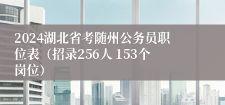 2024湖北省考随州公务员职位表（招录256人 153个岗位）