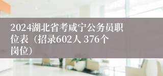 2024湖北省考咸宁公务员职位表（招录602人 376个岗位）