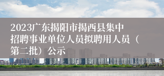 2023广东揭阳市揭西县集中招聘事业单位人员拟聘用人员（第二批）公示