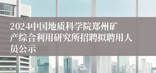2024中国地质科学院郑州矿产综合利用研究所招聘拟聘用人员公示