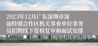 2023年12月广东深圳市深汕特别合作区机关事业单位事务员招聘线下资格复审和面试安排
