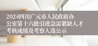 2024四川广元市人民政府办公室第十六批引进急需紧缺人才考核成绩及考察人选公示