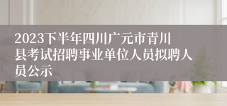 2023下半年四川广元市青川县考试招聘事业单位人员拟聘人员公示