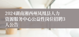 2024湖南湘西州凤凰县人力资源服务中心公益性岗位招聘3人公告