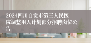 2024四川自贡市第三人民医院调整用人计划部分招聘岗位公告