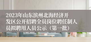 2023年山东滨州北海经济开发区公开招聘全员岗位聘任制人员拟聘用人员公示（第一批）