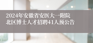 2024年安徽省安医大一附院北区博士人才招聘41人预公告