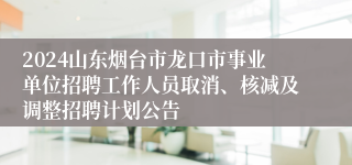 2024山东烟台市龙口市事业单位招聘工作人员取消、核减及调整招聘计划公告