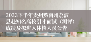 2023下半年贵州黔南州荔波县赴知名高校引才面试（测评）成绩及拟进入体检人员公告