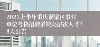 2022上半年重庆铜梁区事业单位考核招聘紧缺高层次人才28人公告
