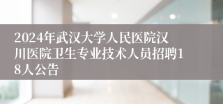2024年武汉大学人民医院汉川医院卫生专业技术人员招聘18人公告