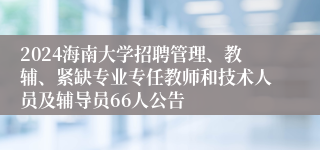 2024海南大学招聘管理、教辅、紧缺专业专任教师和技术人员及辅导员66人公告