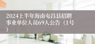 2024上半年海南屯昌县招聘事业单位人员69人公告（1号）