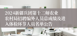 2024新疆兵团第十二师农业农村局招聘编外人员总成绩及进入体检环节人员名单公告