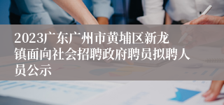 2023广东广州市黄埔区新龙镇面向社会招聘政府聘员拟聘人员公示