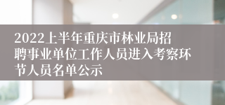 2022上半年重庆市林业局招聘事业单位工作人员进入考察环节人员名单公示
