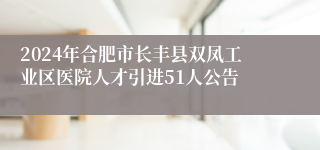 2024年合肥市长丰县双凤工业区医院人才引进51人公告