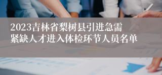 2023吉林省梨树县引进急需紧缺人才进入体检环节人员名单