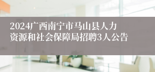 2024广西南宁市马山县人力资源和社会保障局招聘3人公告