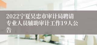 2022宁夏吴忠市审计局聘请专业人员辅助审计工作19人公告
