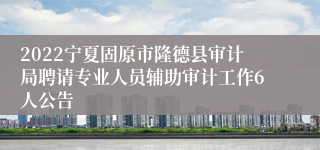 2022宁夏固原市隆德县审计局聘请专业人员辅助审计工作6人公告