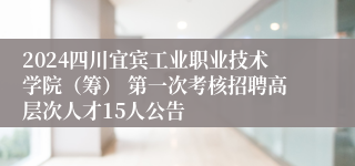 2024四川宜宾工业职业技术学院（筹） 第一次考核招聘高层次人才15人公告