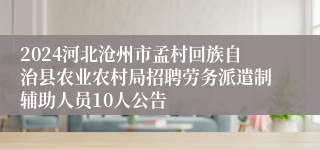 2024河北沧州市孟村回族自治县农业农村局招聘劳务派遣制辅助人员10人公告