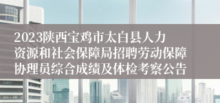 2023陕西宝鸡市太白县人力资源和社会保障局招聘劳动保障协理员综合成绩及体检考察公告