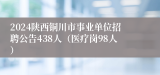 2024陕西铜川市事业单位招聘公告438人（医疗岗98人）