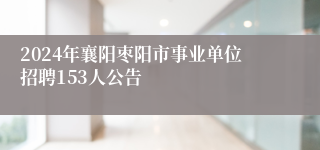 2024年襄阳枣阳市事业单位招聘153人公告