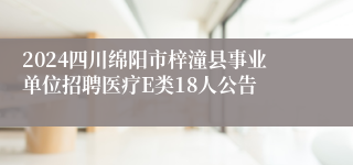 2024四川绵阳市梓潼县事业单位招聘医疗E类18人公告