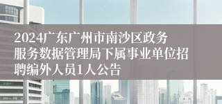 2024广东广州市南沙区政务服务数据管理局下属事业单位招聘编外人员1人公告