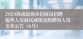 2024海南琼海市招商局招聘编外人员面试成绩及拟聘用人员名单公告（6号）