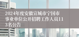 2024年度安徽宣城市宁国市事业单位公开招聘工作人员113名公告