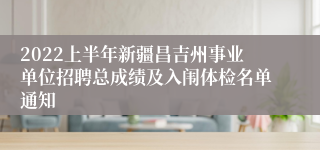2022上半年新疆昌吉州事业单位招聘总成绩及入闱体检名单通知